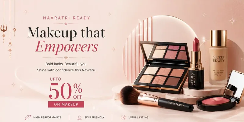 Navratri ready: makeup that empowers. Up to 50% off on makeup. Shop makeup