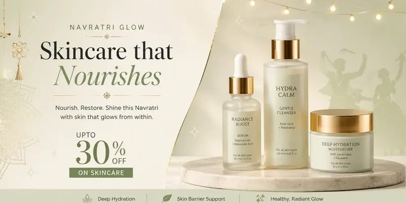 Navratri glow: skincare that nourishes. Up to 30% off on skincare. Shop skincare