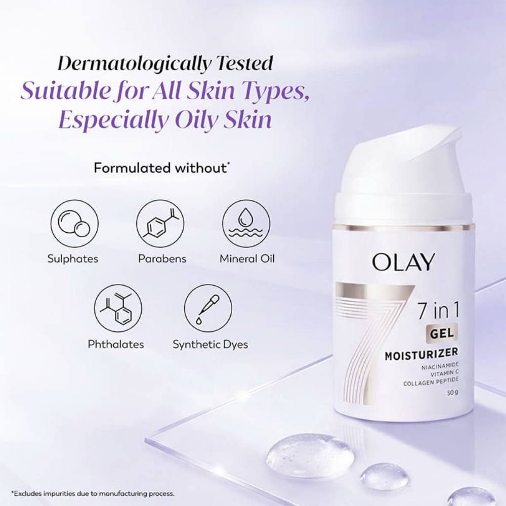 Olay 7 in 1 Gel Moisturizer with Niacinamide, Vitamin C & Peptide - 50g