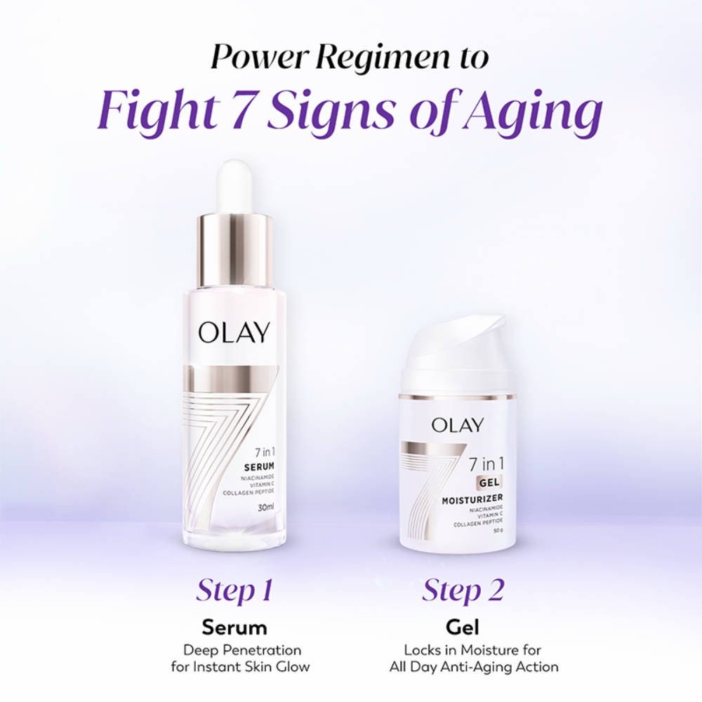 Olay 7 in 1 Gel Moisturizer with Niacinamide, Vitamin C & Peptide - 50g