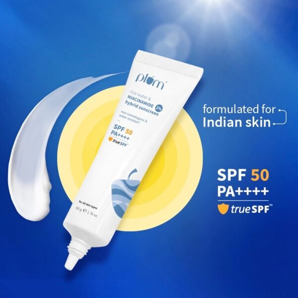 Plum Rice Water & Niacinamide 2% Hybrid Sunscreen SPF 50 PA++++ - 50g