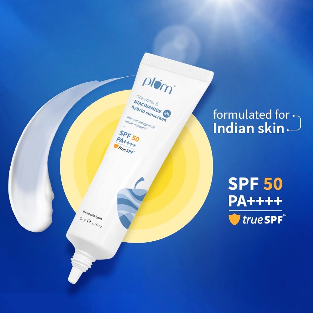 Plum Rice Water & Niacinamide 2% Hybrid Sunscreen SPF 50 PA++++ - 50g