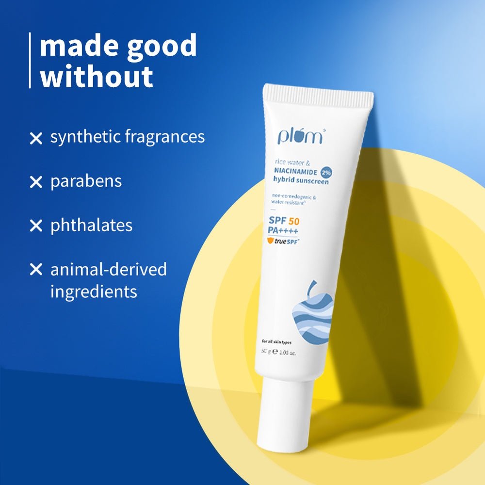 Plum Rice Water & Niacinamide 2% Hybrid Sunscreen SPF 50 PA++++ - 50g
