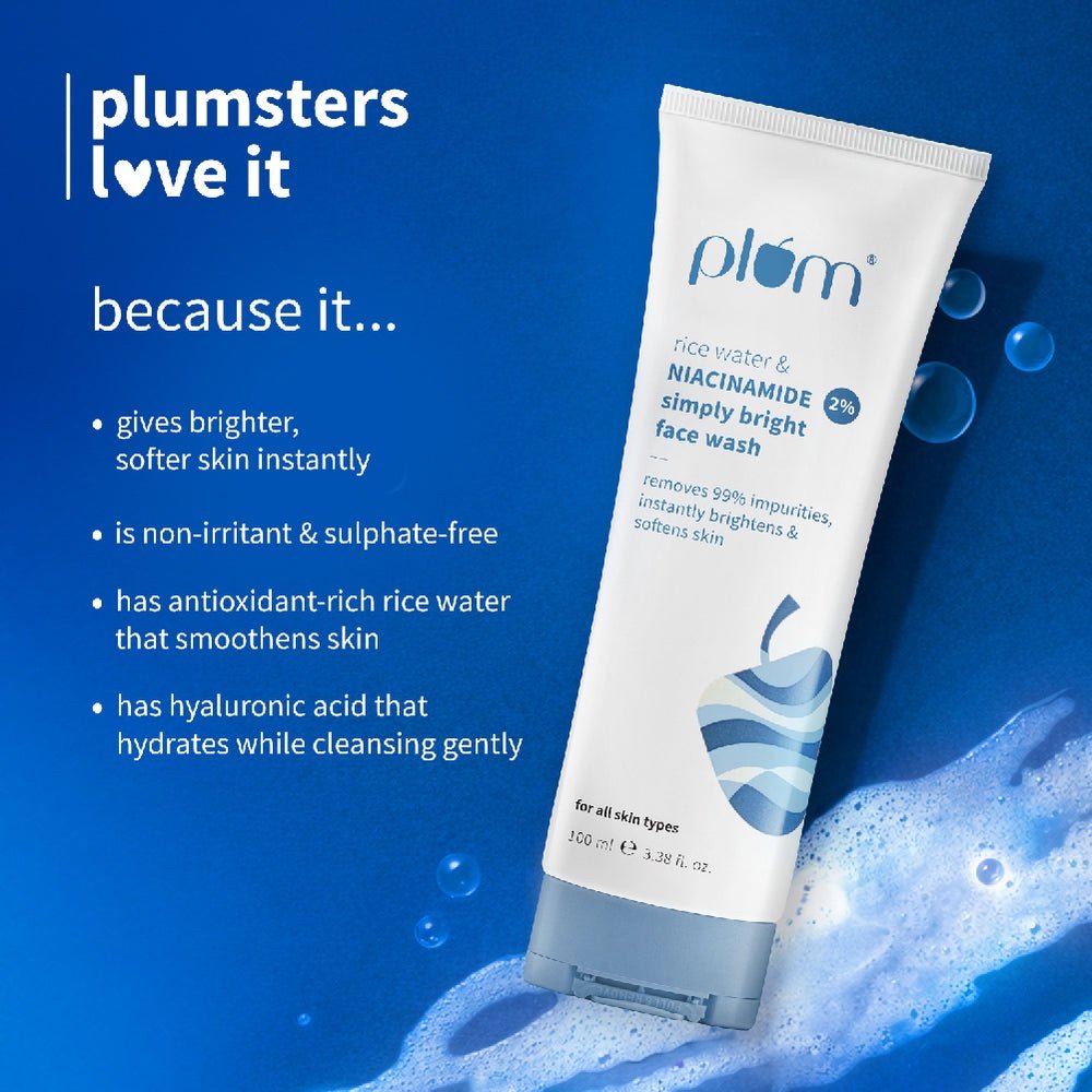 Plum Rice Water & Niacinamide 2% Simply Bright Face Wash - 100ml