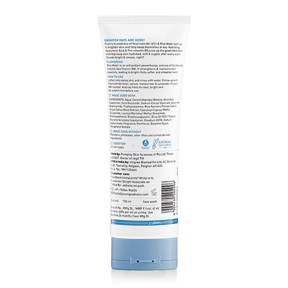 Plum Rice Water & Niacinamide 2% Simply Bright Face Wash - 100ml