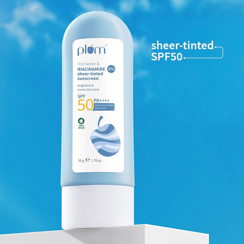 Plum Rice Water & Niacinamide 3% Sheer-Tinted Sunscreen SPF 50 PA++++ - 50g