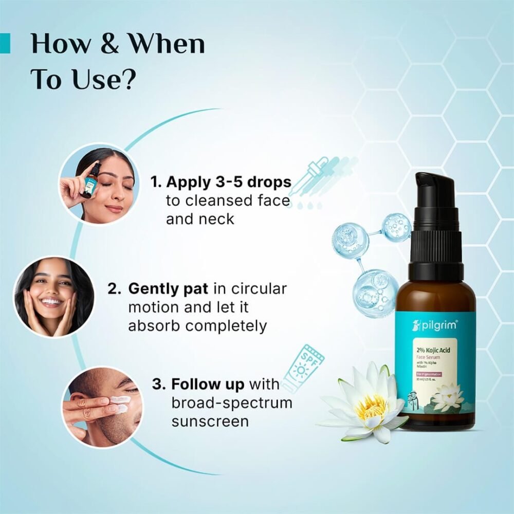 Pilgrim 2% Kojic Acid Face Serum with 1% Alpha Arbutin - 30ml