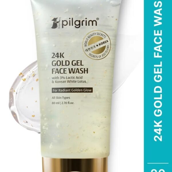 Pilgrim 24K Gold Gel Face Wash with 3% Lactic Acid & Korean White Lotus - 80ml