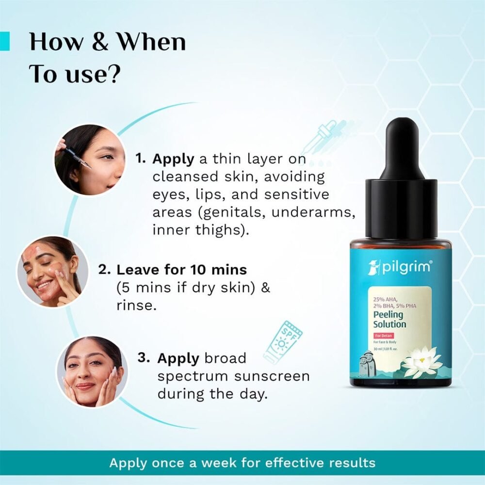 Pilgrim 25% AHA + 2% BHA + 5% PHA Peeling Solution for Face & Body