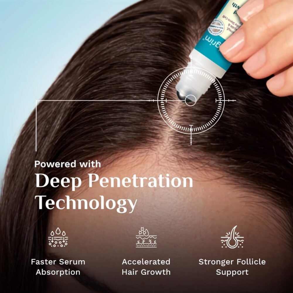 Pilgrim Advanced Hair Growth Serum Roll-On with 3% Redensyl, 4% Anagain, 5% Capilia Stem Cell Complex & Korean Black Rice - 25ml