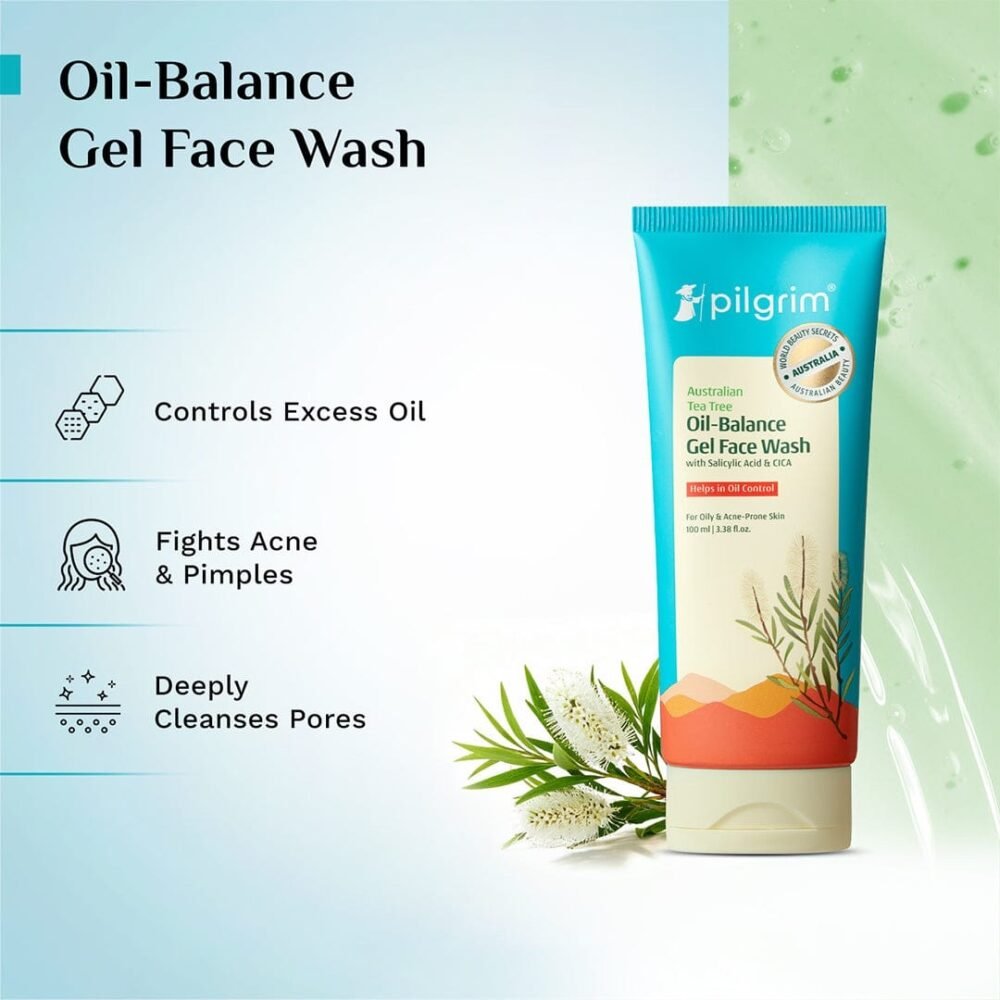 Pilgrim Australian Tea Tree Oil-Balance Gel Face Wash with Salicylic Acid & CICA - 100ml