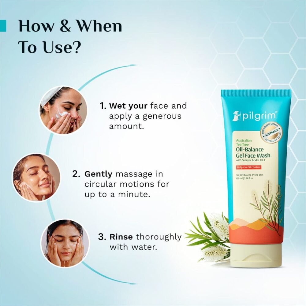 Pilgrim Australian Tea Tree Oil-Balance Gel Face Wash with Salicylic Acid & CICA - 100ml