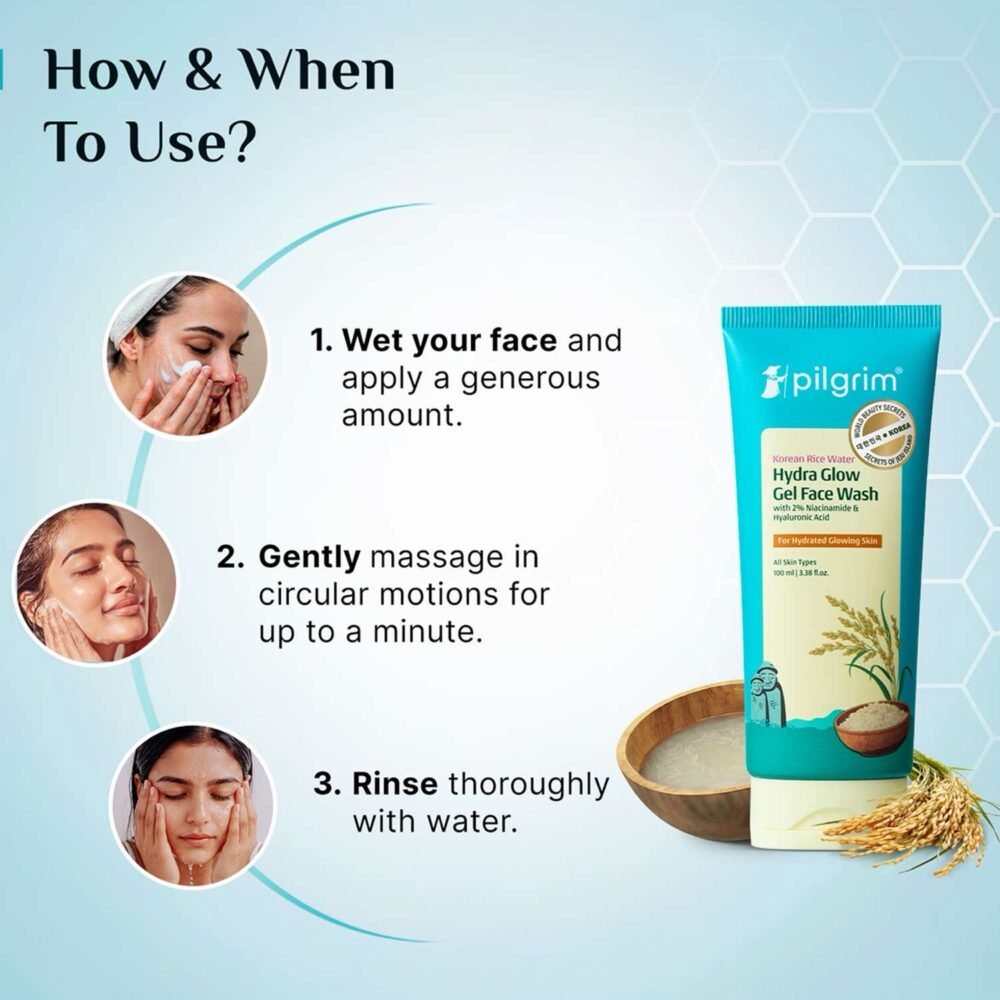 Pilgrim Hydra Glow Gel Face Wash with 2% Niacinamide & Hyaluronic Acid - 100ml