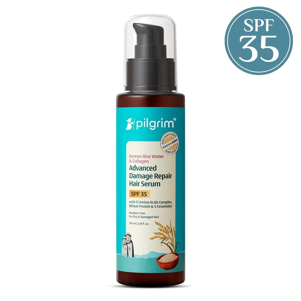 Pilgrim Korean Rice Water & Collagen Advanced Damage Repair Hair Serum with 17 Amino Acids, Wheat Protein & 5 Ceramides - 100ml