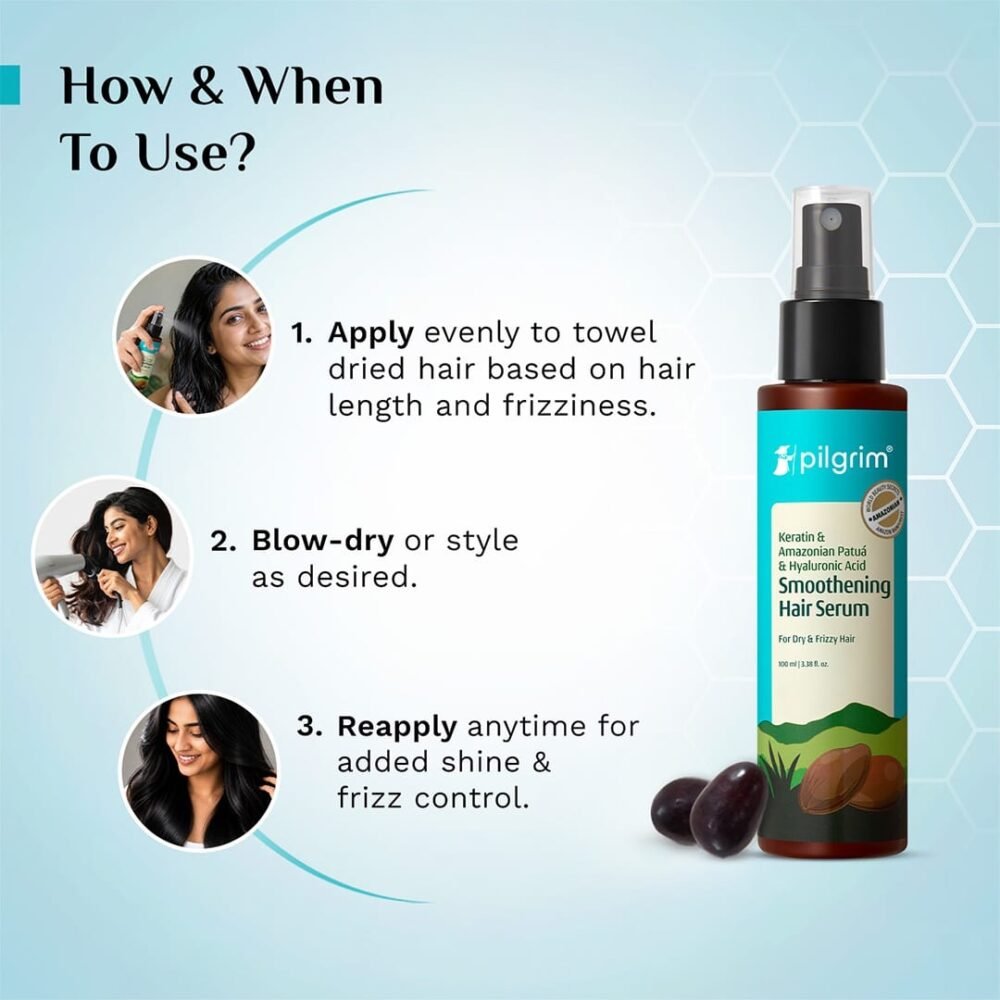 Pilgrim Patua & Hyaluronic Acid Smoothening Hair Serum for Dry & Frizzy Hair - 100ml