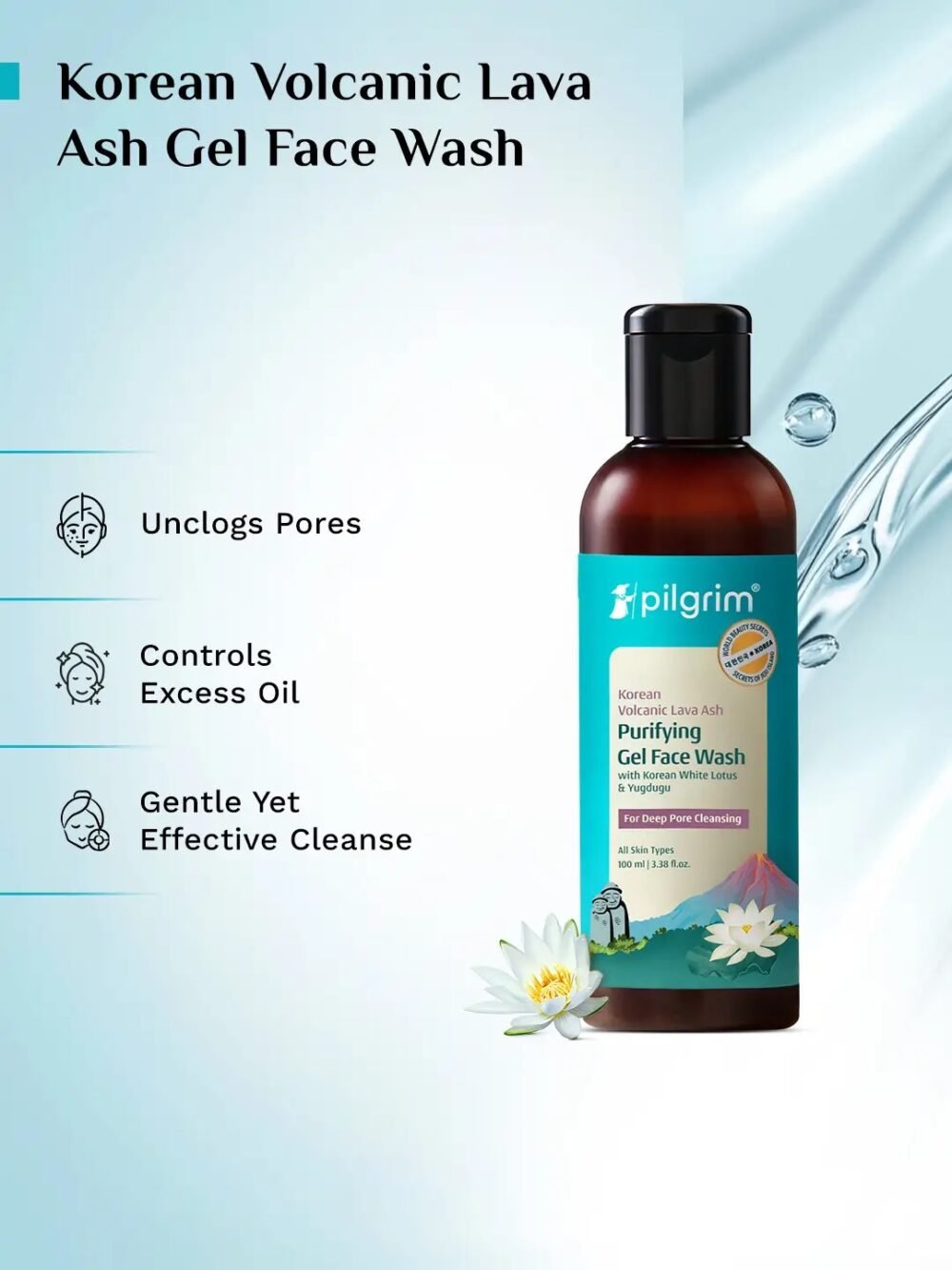 Pilgrim Secrets of Jeju Island Volcanic Lava Ash Face Wash with Yugdugu & White Lotus - 100ml