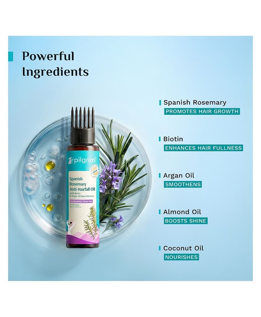 Pilgrim Spanish Rosemary Anti-Hairfall Oil with Biotin & Triple-Oil Nourishment - 100ml