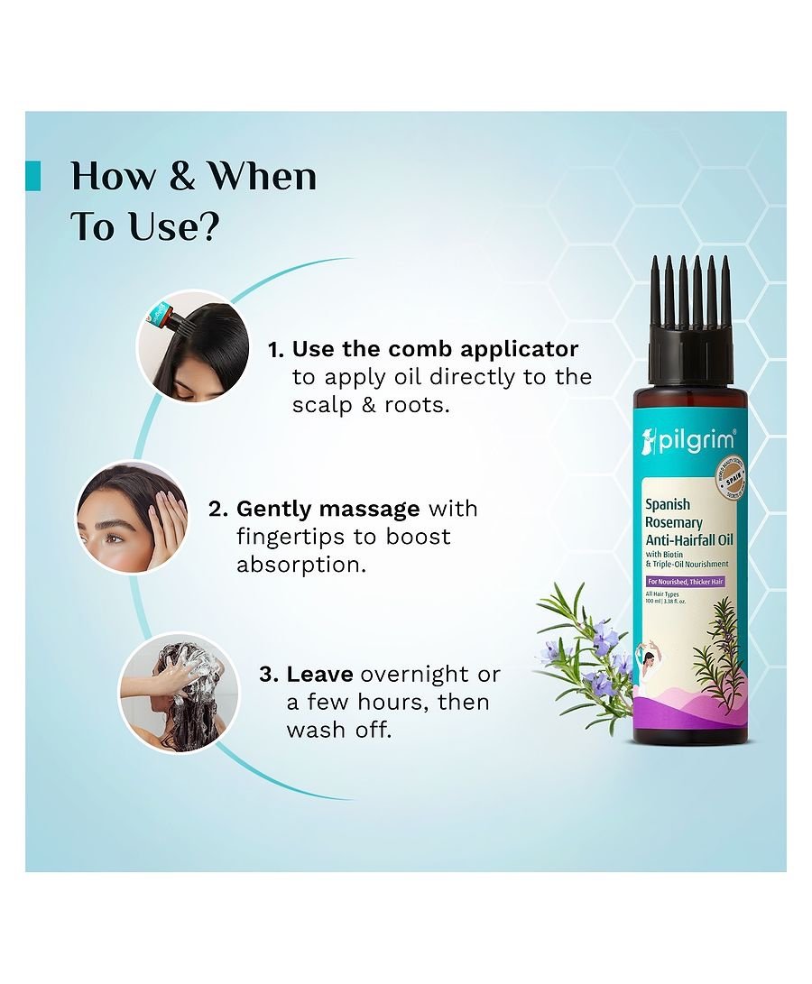 Pilgrim Spanish Rosemary Anti-Hairfall Oil with Biotin & Triple-Oil Nourishment - 100ml