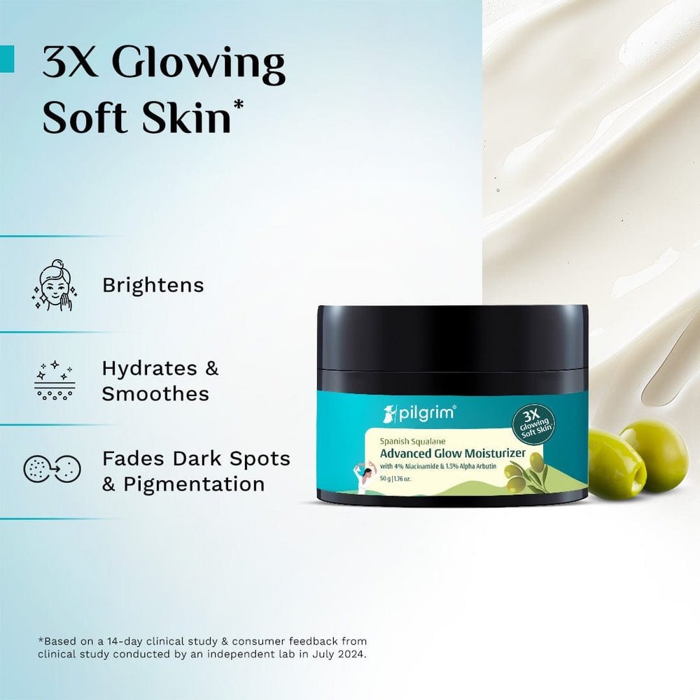 Pilgrim Spanish Squalane Advanced Glow Moisturizer with 4% Niacinamide & 1.5% Alpha Arbutin - 50g