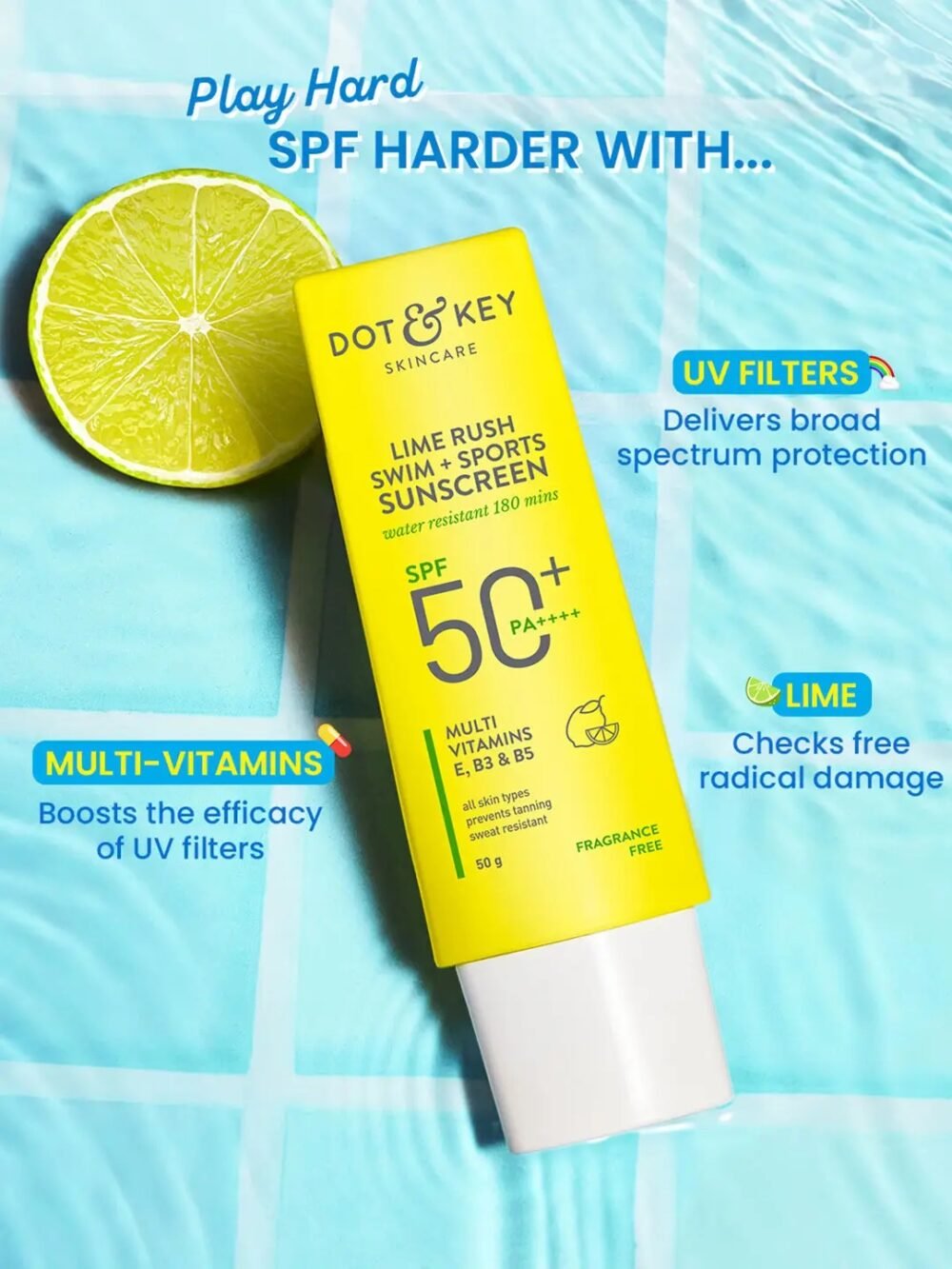 Lime Rush Swim + Sports Sunscreen SPF 50+ PA++++ - 50g