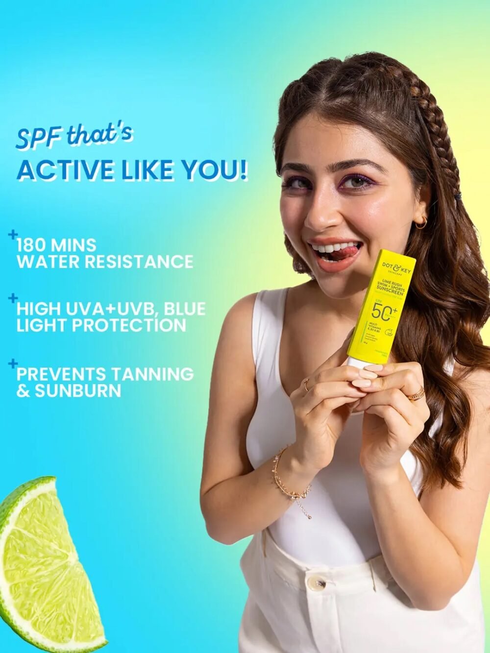 Lime Rush Swim + Sports Sunscreen SPF 50+ PA++++ - 50g