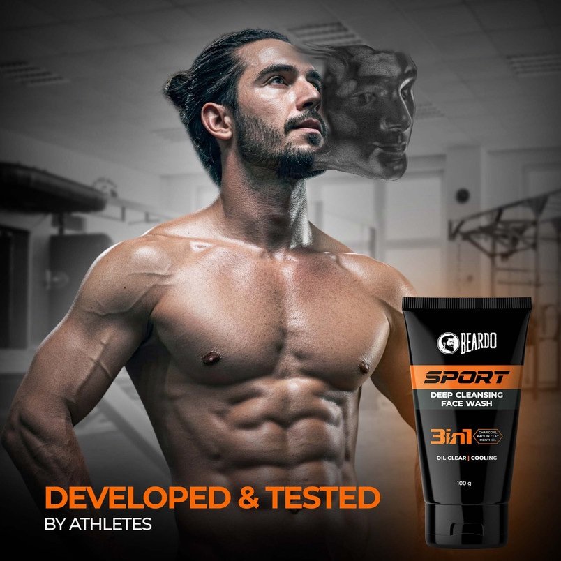 Beardo Sport Deep Cleansing Face Wash Oil Clear Cooling Menthol - 100g