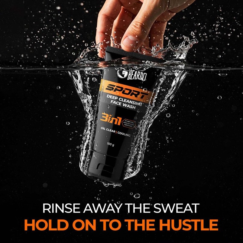 Beardo Sport Deep Cleansing Face Wash Oil Clear Cooling Menthol - 100g