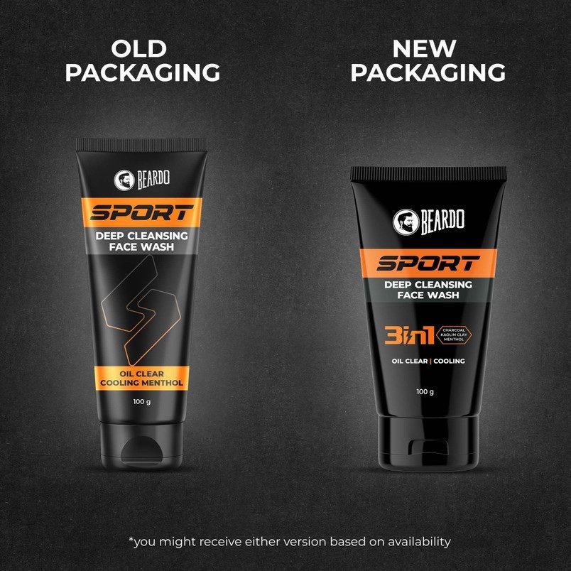 Beardo Sport Deep Cleansing Face Wash Oil Clear Cooling Menthol - 100g