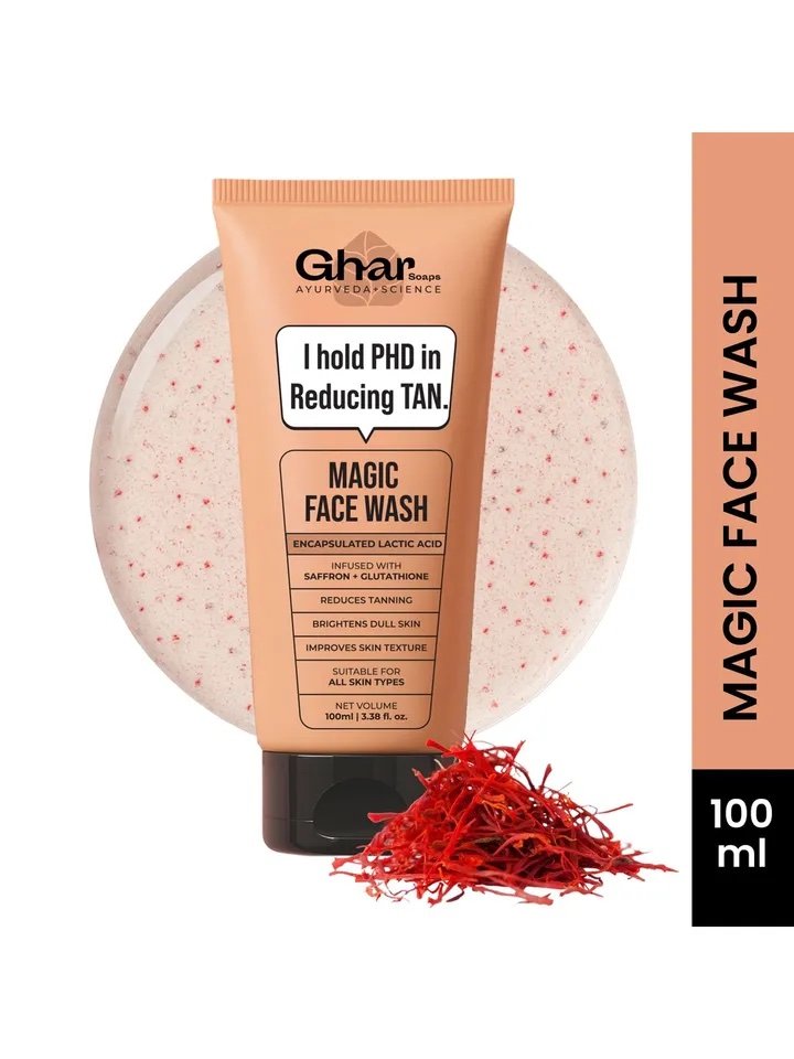 Ghar Ayurveda + Science Magic Face Wash Encapsulated Lactic Acid & Saffron - 100ml