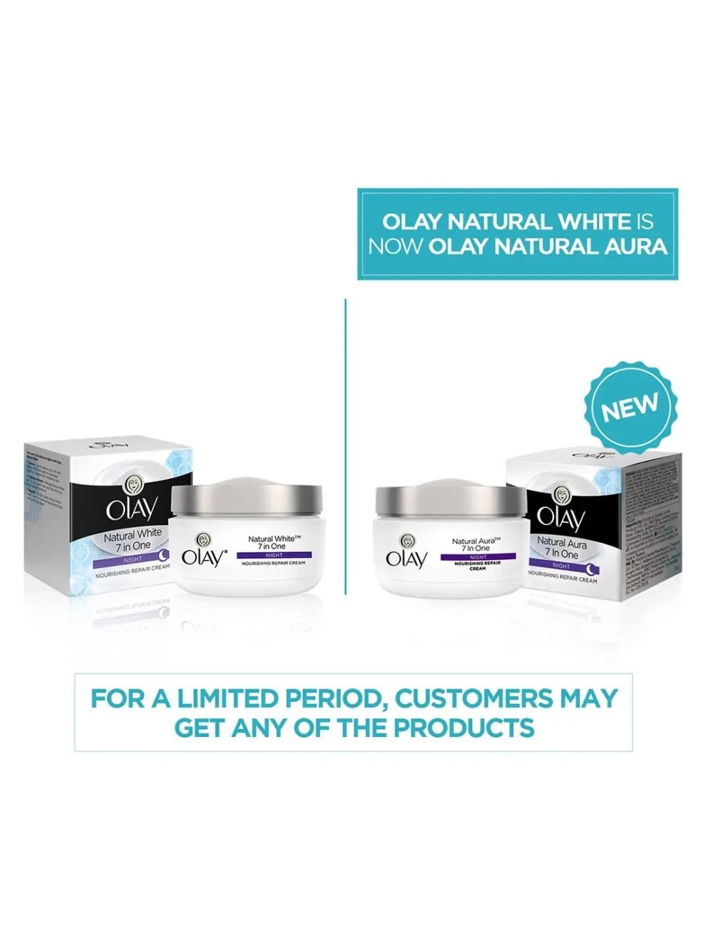 Olay Natural Aura 7 IN ONE Night Nourishing Repair Cream - 50g