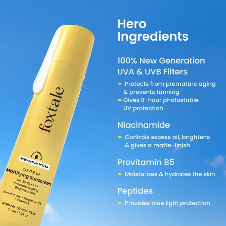 Foxtale Cover Up Mattifying Sunscreen SPF 70 PA++++ 50ml