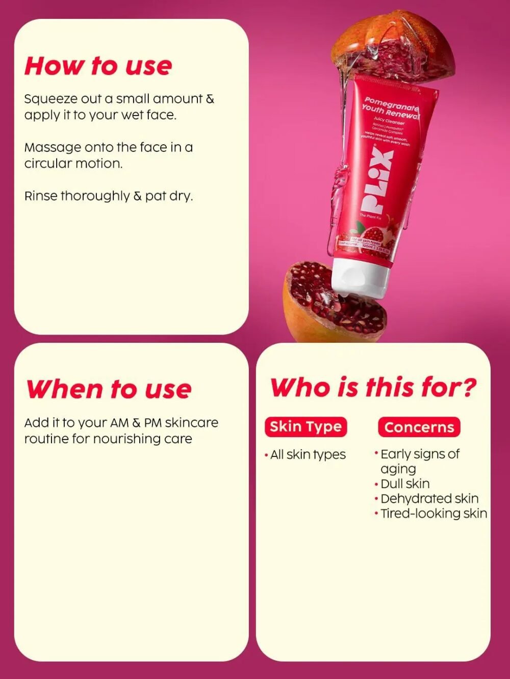 Plix Pomegranate Youth Renewal Juicy Cleanser 100ml
