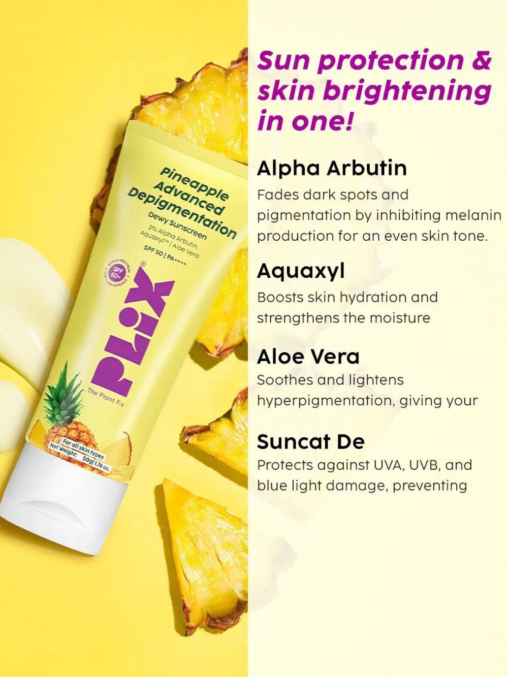 Plix Advanced Depigmentation Dewy Sunscreen SPF 50 PA++++