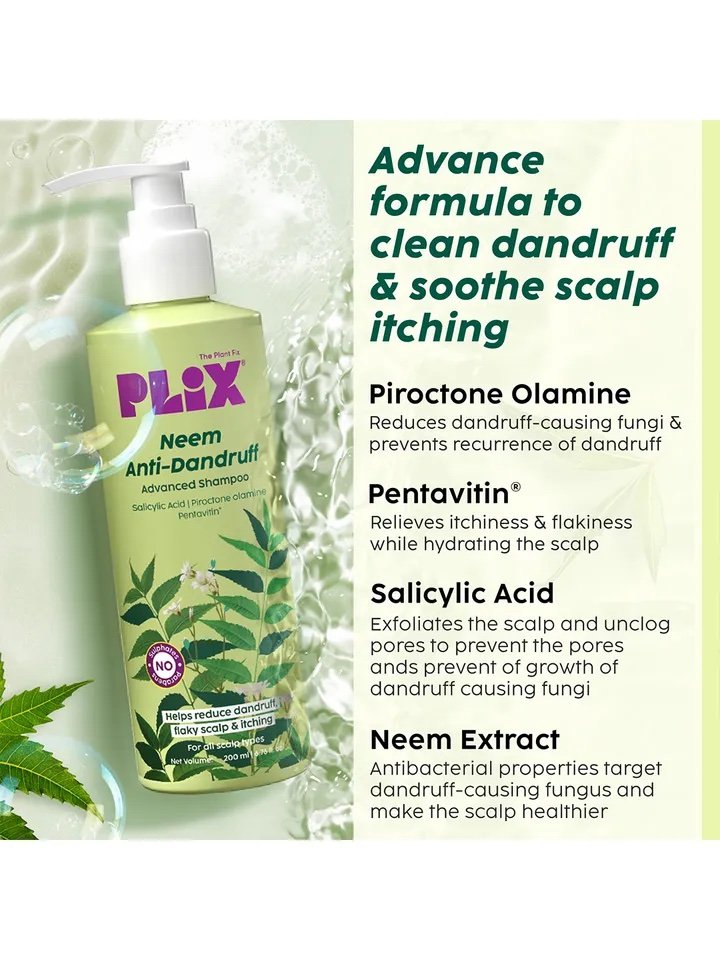 Plix Neem Anti-Dandruff Advanced Shampoo 200ml