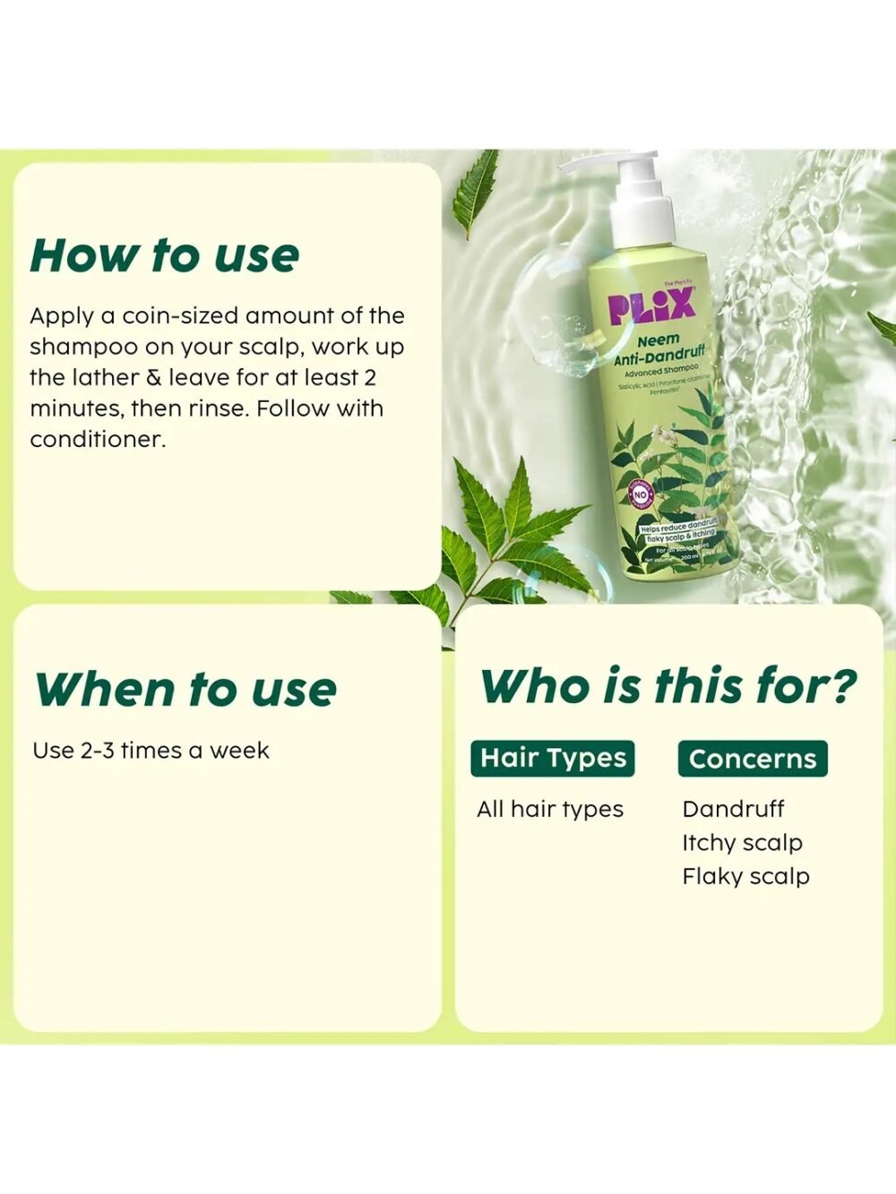 Plix Neem Anti-Dandruff Advanced Shampoo 200ml