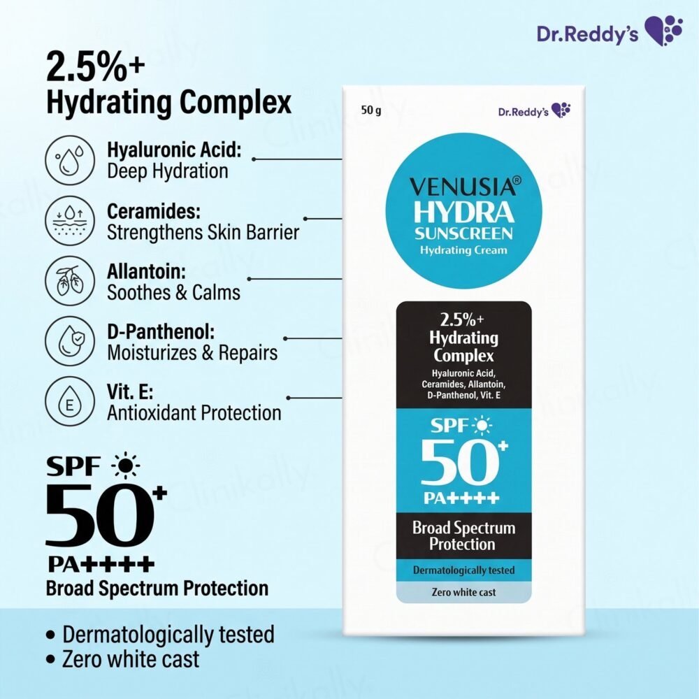 Venusia Hydra Sunscreen Hydrating Cream SPF 50+ PA++++ 50g