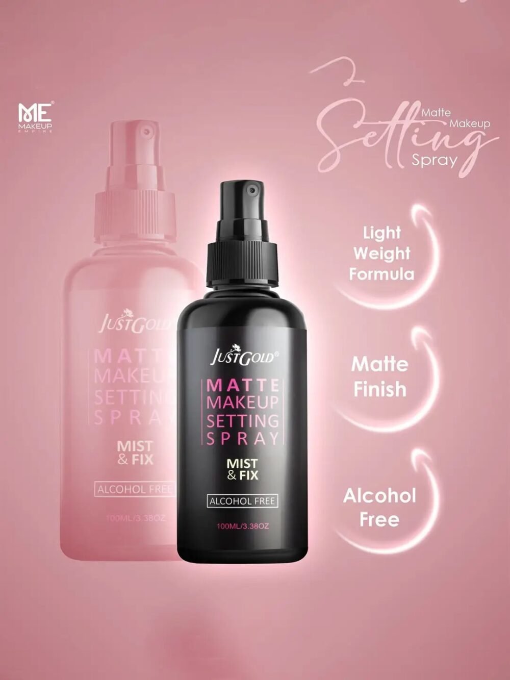 Just Gold Matte Makeup Setting Spray Mist & Fix (Alcohol Free) | 100ml