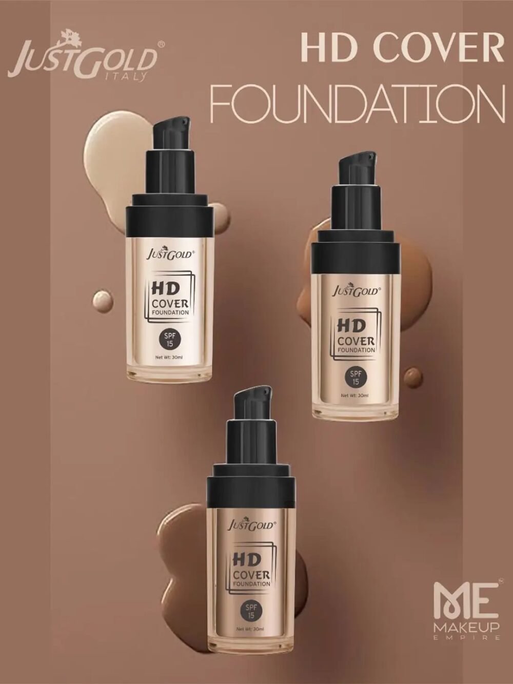 Just Gold HD Cover Foundation SPF 15 | 30ml