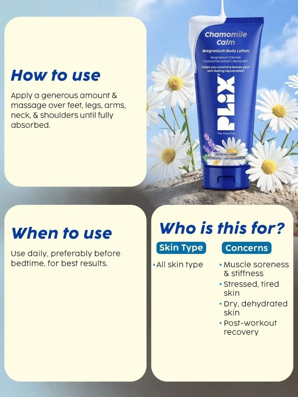 Plix Chamomile Calm Magnesium Body Lotion 200ml