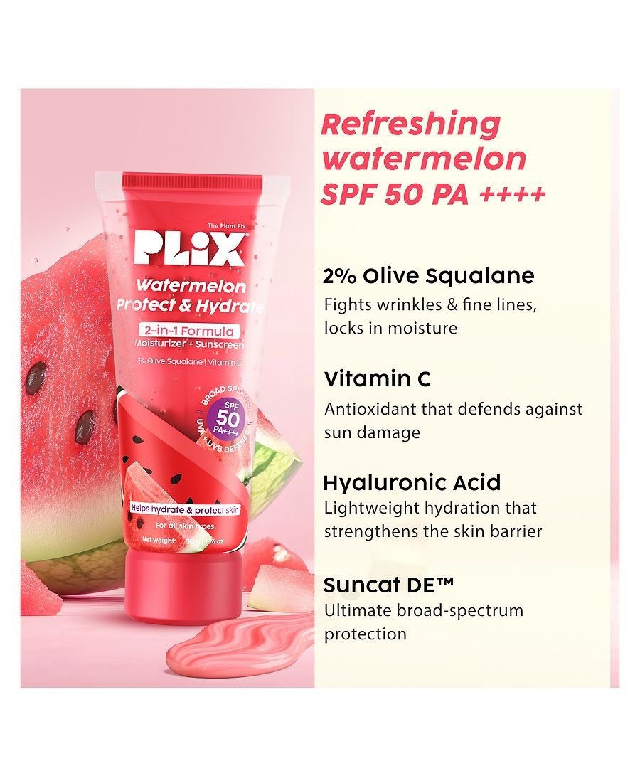 Plix Watermelon Protect & Hydrate 2-in-1 Moisturizer + Sunscreen | UVA & UVB protection |