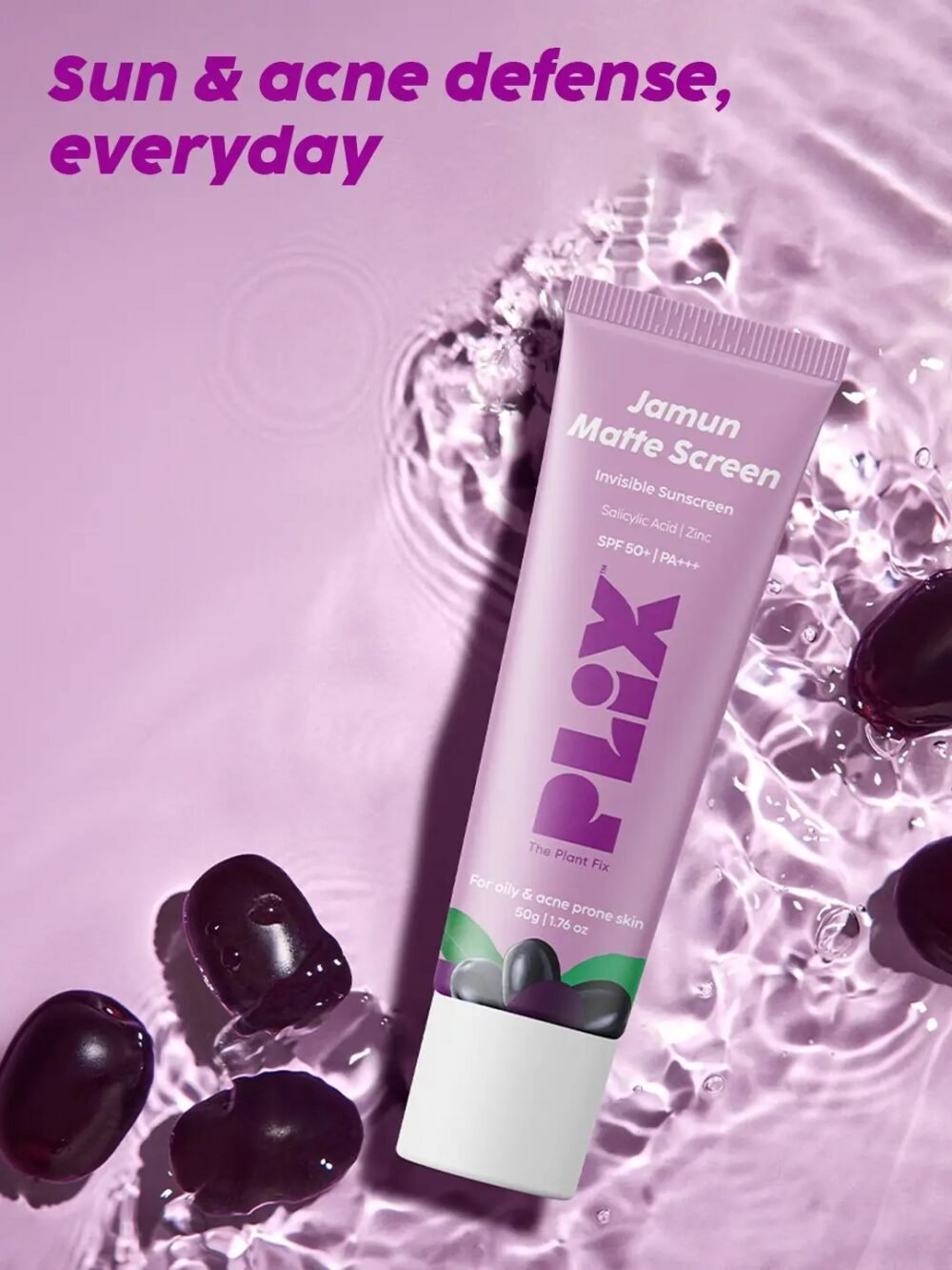 Plix Jamun Matte Screen Invisible Sunscreen SPF 50+ 50g