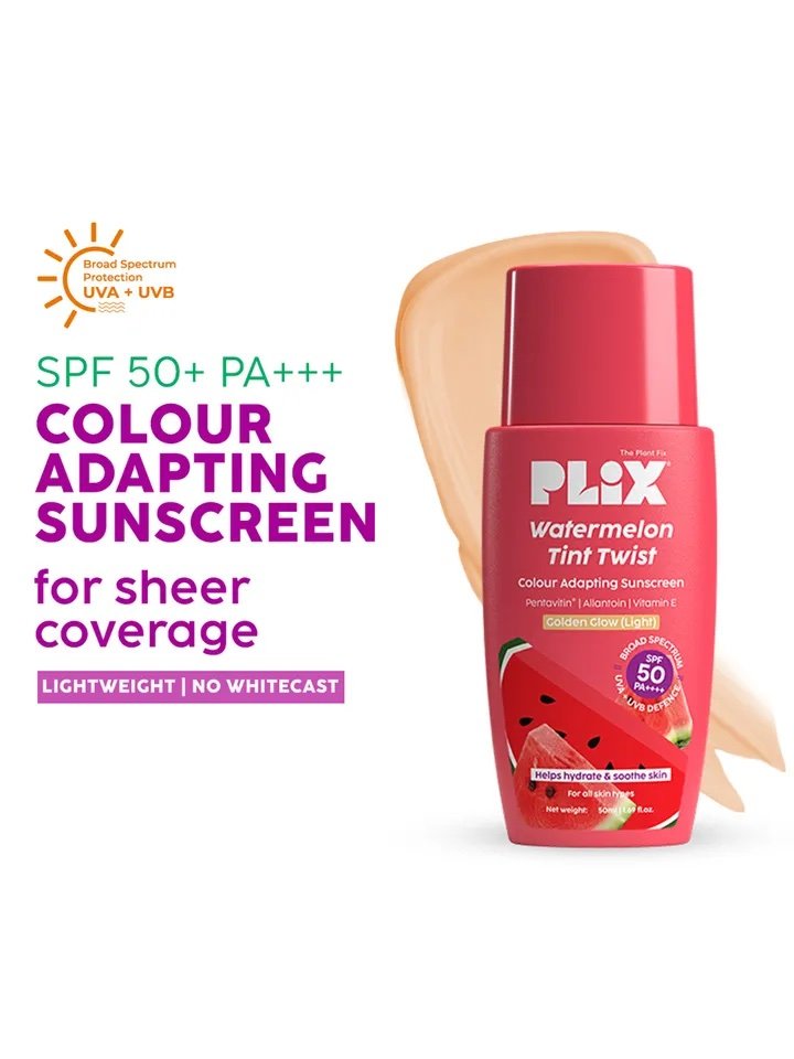 Plix Watermelon Tint Twist Colour Adapting Sunscreen SPF 50