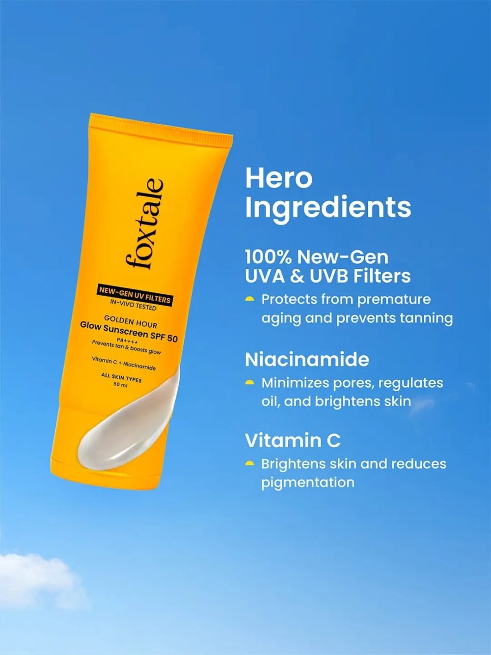 Foxtale Golden Hour Glow Sunscreen SPF 50 PA++++ 50ml