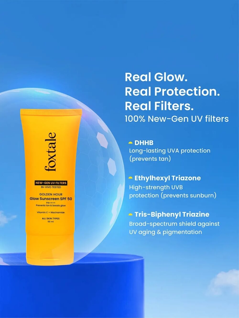 Foxtale Golden Hour Glow Sunscreen SPF 50 PA++++ 50ml
