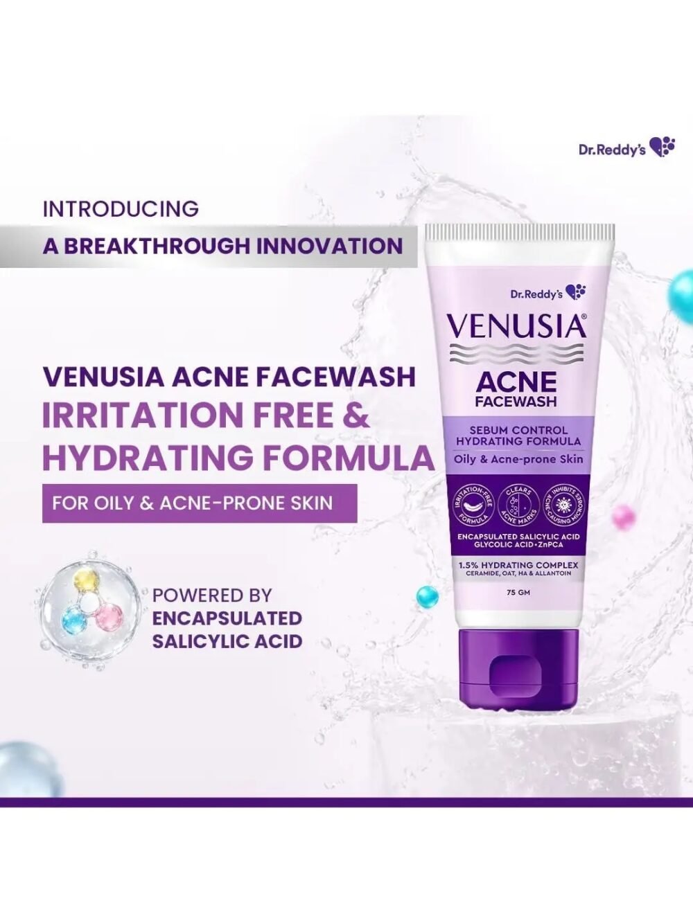 Venusia Acne Facewash Sebum Control Hydrating Formula 75g