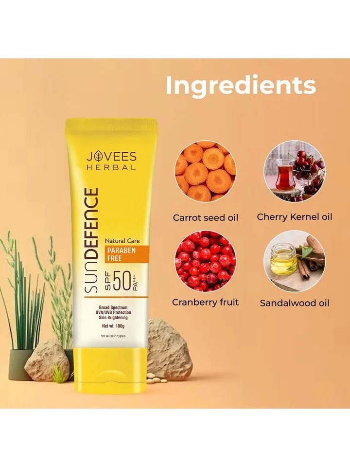 Jovees Herbal Sun Defence Natural Care Sunscreen SPF 50 PA+++ 100g