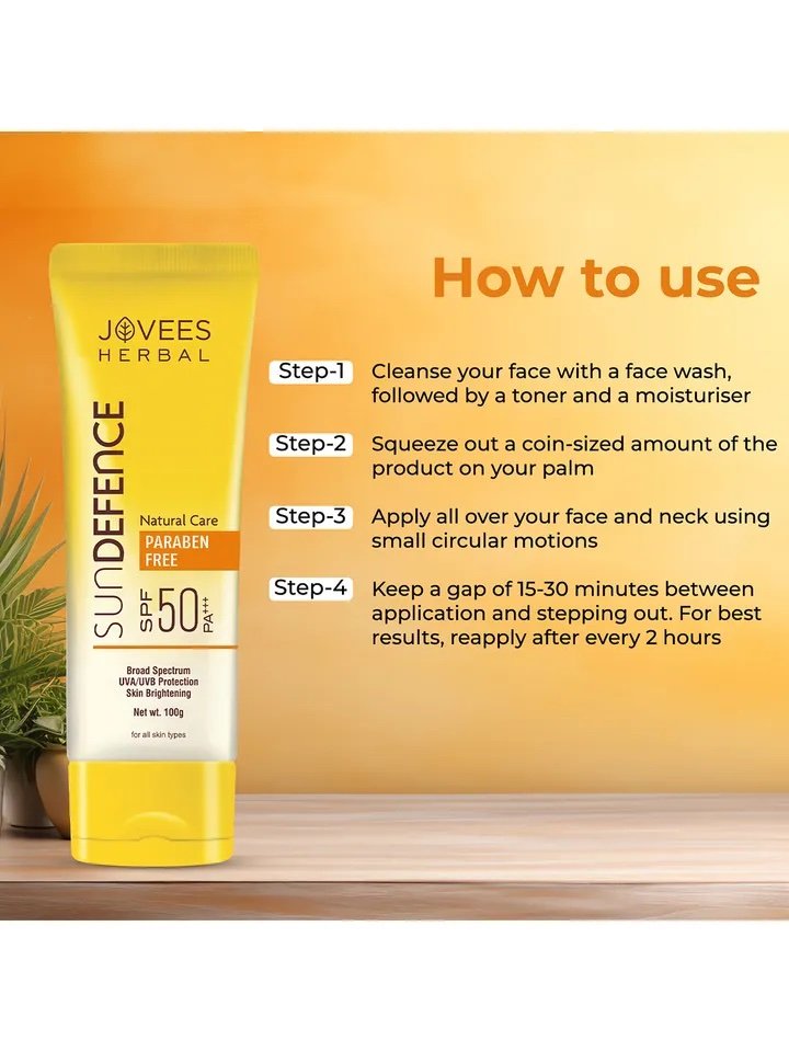 Jovees Herbal Sun Defence Natural Care Sunscreen SPF 50 PA+++ 100g