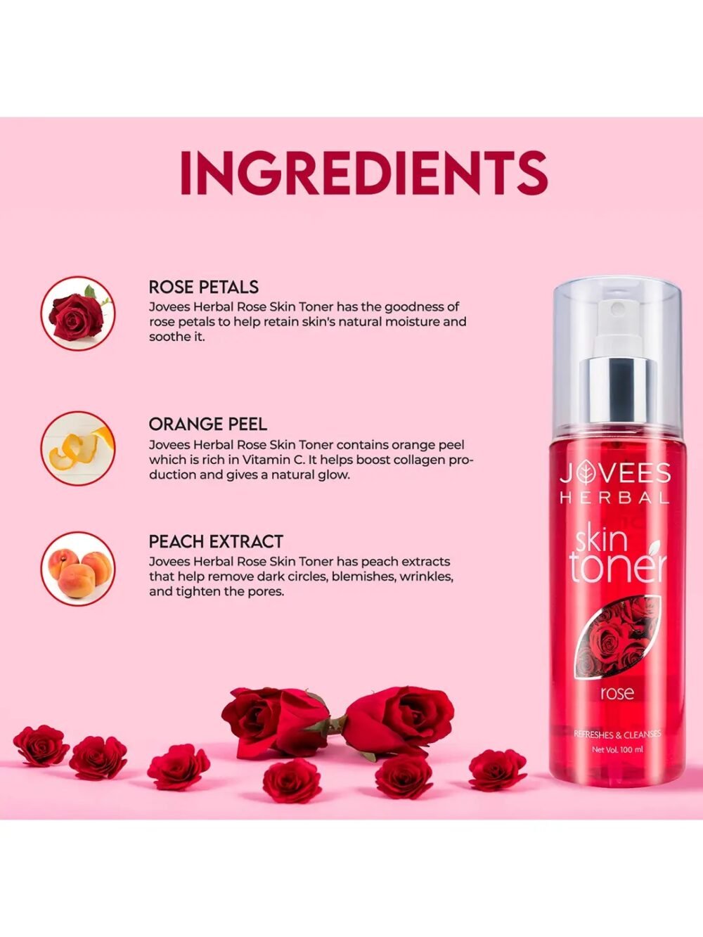 Jovees Herbal Skin Toner Rose 100ml